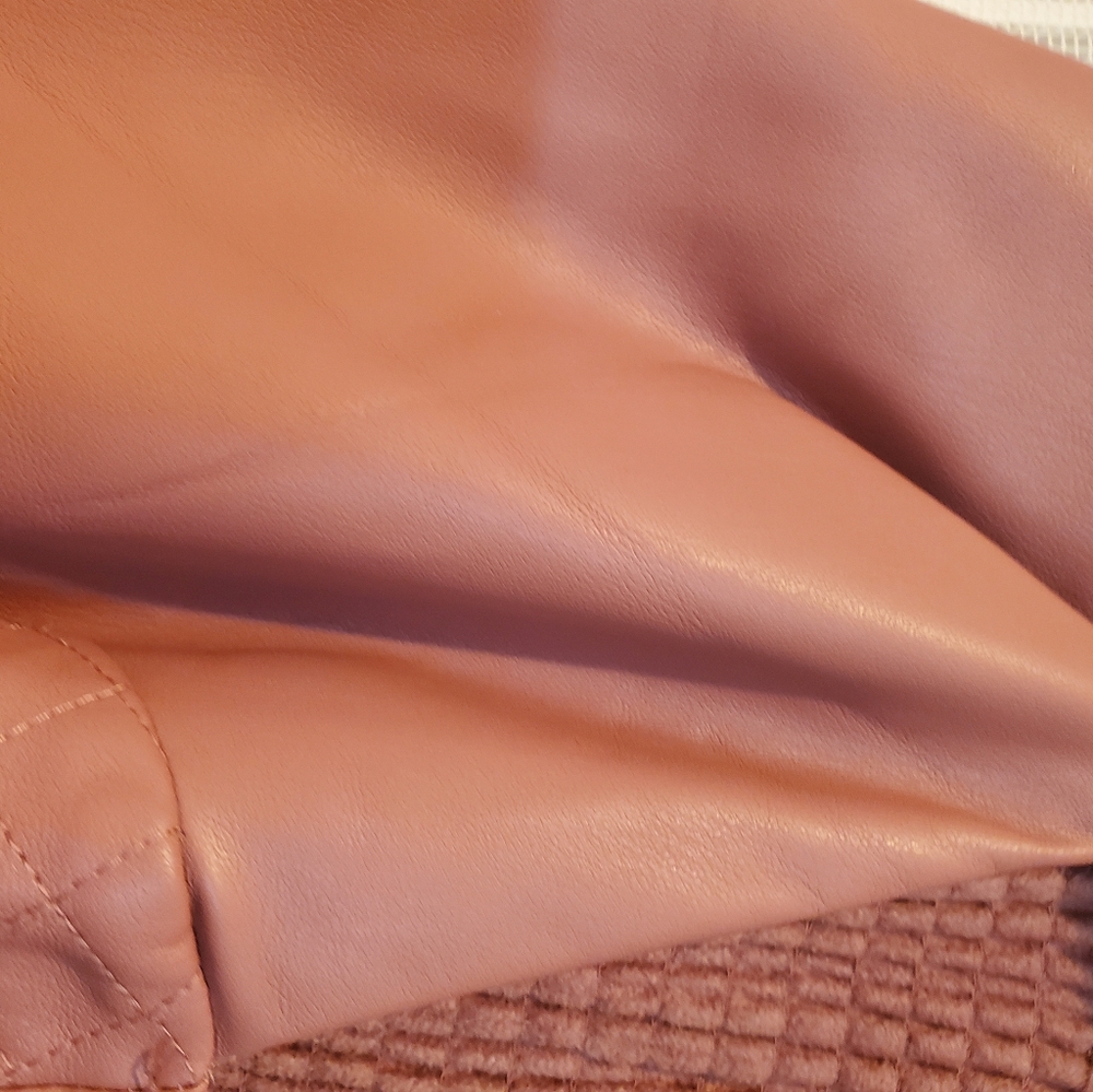 ZARA FAUX LEATHER CROP TOP PUFF SLEEVES Small Mauve NWT - Picture 6 of 12